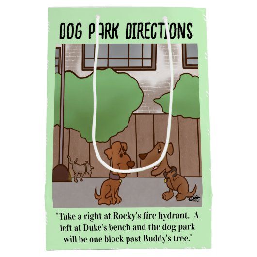 Dog Park Directies Gift Bag Medium Cadeauzakje (Achterkant)