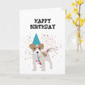 Dog Party - Animals op Birthday Party Kaart (Gele Bloem)