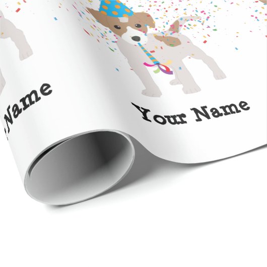 Dog Party - Animals op Birthday Party Name Cadeaupapier (Rol Hoek)