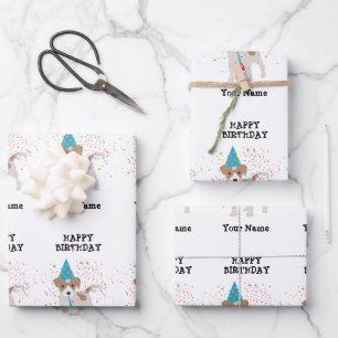 Dog Party - Animals op Birthday Party Name Inpakpapier Vel