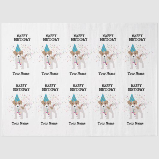 Dog Party - Animals op Birthday Party Name Tissuepapier (Voorkant)