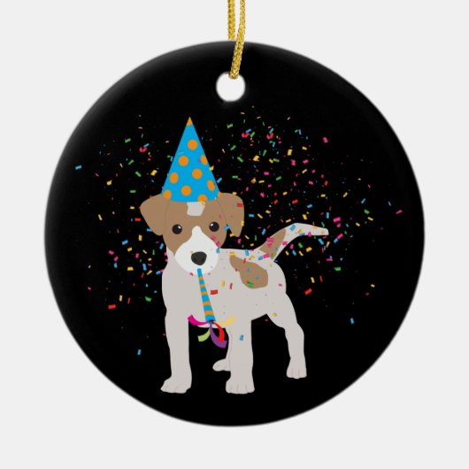 Dog Party - Animals Puppy met een partij Keramisch Ornament (Voorkant)