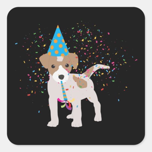 Dog Party - Animals Puppy met een partij Vierkante Sticker (Voorkant)