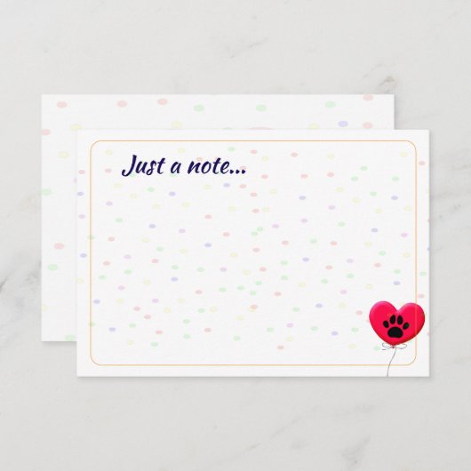 Dog Party Dog Paw Confetti Drawing Just a Note Notitiekaartje (Voorkant / Achterkant)