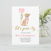 Dog Party Girl Chihuahua Invitation Kaart (Staand voorkant)
