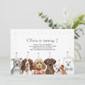 Dog Party Invitation, Dog Birthday Invitation Kaart (Staand voorkant)