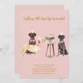 Dog Party Invitation, Dog Birthday Invitation Kaart (Voorkant / Achterkant)