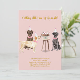 Dog Party Invitation, Dog Birthday Invitation Kaart