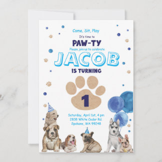 Dog Party Invite voor jongens Kaart