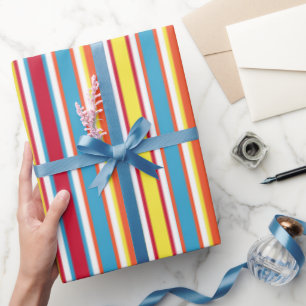 Dog Party Kleurrijke Strepen Gepersonaliseerd Cadeaupapier