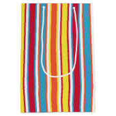 Dog Party Kleurrijke Strepen Gepersonaliseerd Medium Cadeauzakje (Achterkant)
