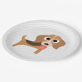Dog Party Turquoise Beagle Dinner Paper Borden Papieren Bordje (Gekanteld)