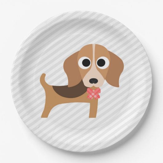 Dog Party Turquoise Beagle Dinner Paper Borden Papieren Bordje (Voorkant)