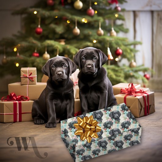 Dog Pastel Holiday Black Lab SM Cadeaupapier