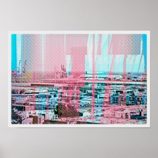 Dog patching Panorama in San Francisco City Poster (Voorkant)