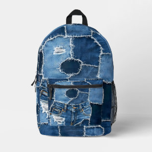 Dog Patchwork Art Denim Bedrukte Rugzak