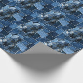 Dog Patchwork Art Denim Cadeaupapier (Hoek)