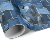 Dog Patchwork Art Denim Cadeaupapier (Rol Hoek)