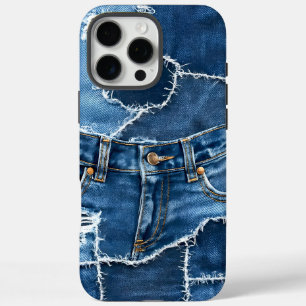 Dog Patchwork Art Denim iPhone 16 Pro Max Hoesje