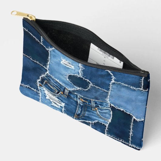 Dog Patchwork Art Denim Etui (Open)