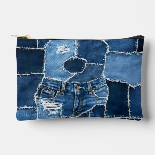 Dog Patchwork Art Denim Etui (Voorkant)