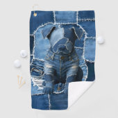 Dog Patchwork Art Denim Golfhanddoek (Insitu)