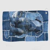 Dog Patchwork Art Denim Golfhanddoek (Horizontaal)