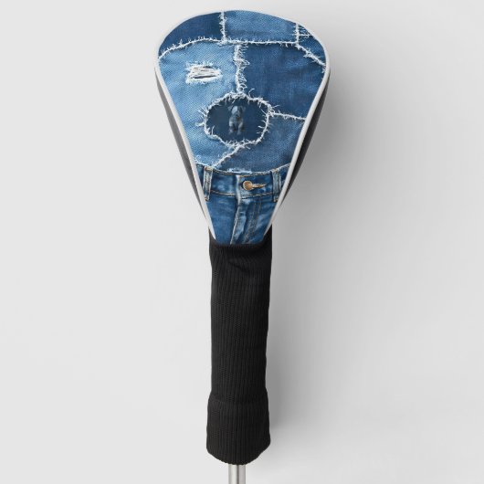 Dog Patchwork Art Denim Golfheadcover (Voorkant)