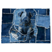 Dog Patchwork Art Denim Groot Cadeauzakje (Voorkant)