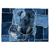 Dog Patchwork Art Denim Groot Cadeauzakje (Achterkant)