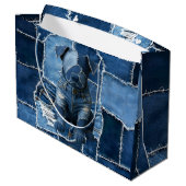 Dog Patchwork Art Denim Groot Cadeauzakje (Achterkant Gekanteld)