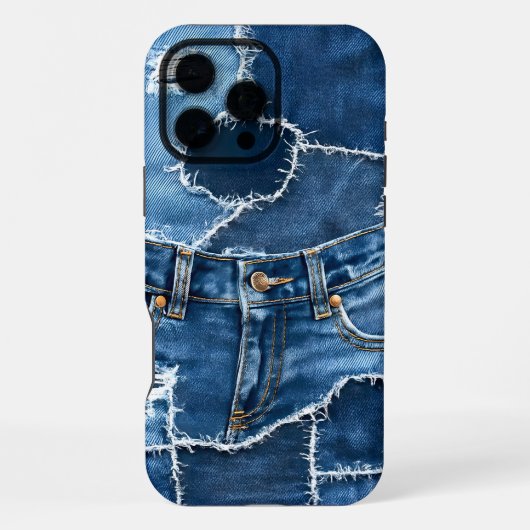 Dog Patchwork Art Denim iPhone Hoesje (Achterkant)