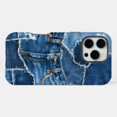 Dog Patchwork Art Denim iPhone Hoesje (Achterkant horizontaal)