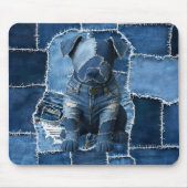 Dog Patchwork Art Denim Muismat (Voorkant)