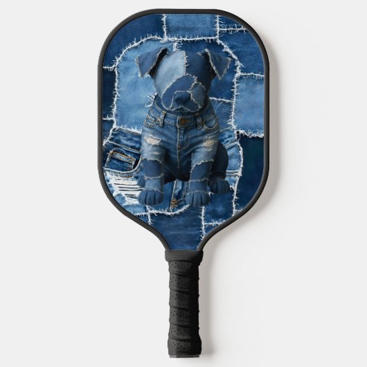 Dog Patchwork Art Denim Pickleball Paddle (Voorkant)