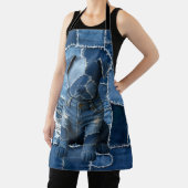 Dog Patchwork Art Denim Schort (Insitu)
