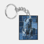 Dog Patchwork Art Denim Sleutelhanger (Voorkant Links)