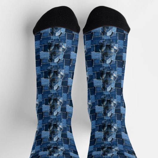 Dog Patchwork Art Denim Sokken (Top)