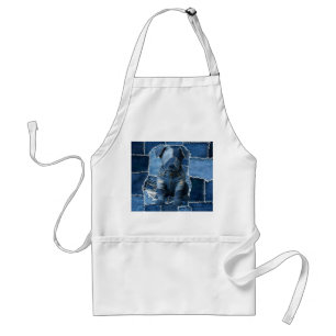 Dog Patchwork Art Denim Standaard Schort