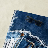 Dog Patchwork Art Denim Strandlaken (In situ)