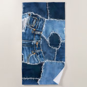 Dog Patchwork Art Denim Strandlaken (Voorkant)