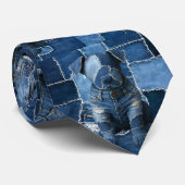 Dog Patchwork Art Denim Stropdas (Opgerold)