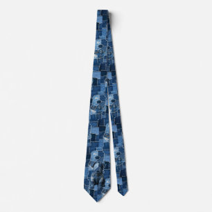Dog Patchwork Art Denim Stropdas