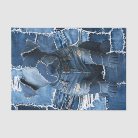 Dog Patchwork Art Denim Tissuepapier (Voorkant)