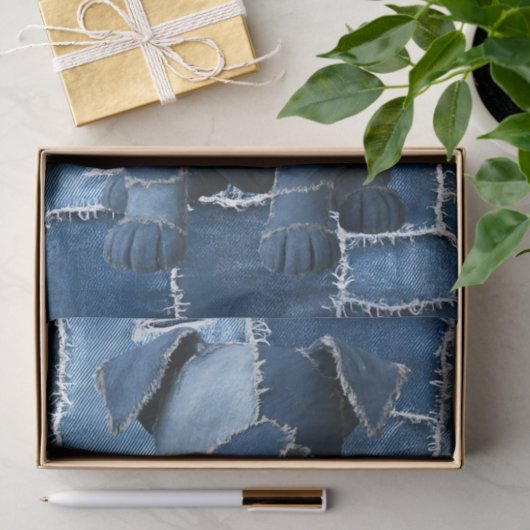 Dog Patchwork Art Denim Tissuepapier (Geschenk)