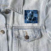 Dog Patchwork Art Denim Vierkante Button 5,1 Cm (In situ)