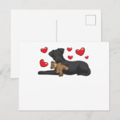 Dog patterdale terrier met gevulde diertjes briefkaart (Voorkant / Achterkant)