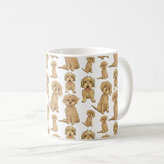 Dog Pattern Brown labradole goldendole Cute Koffiemok (Voorkant rechts)