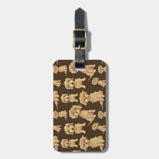 Dog Pattern Brown labradole goudendoedle Bagagelabel (Voorkant verticaal)
