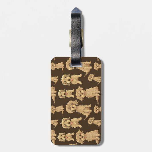 Dog Pattern Brown labradole goudendoedle Bagagelabel (Achterkant verticaal)